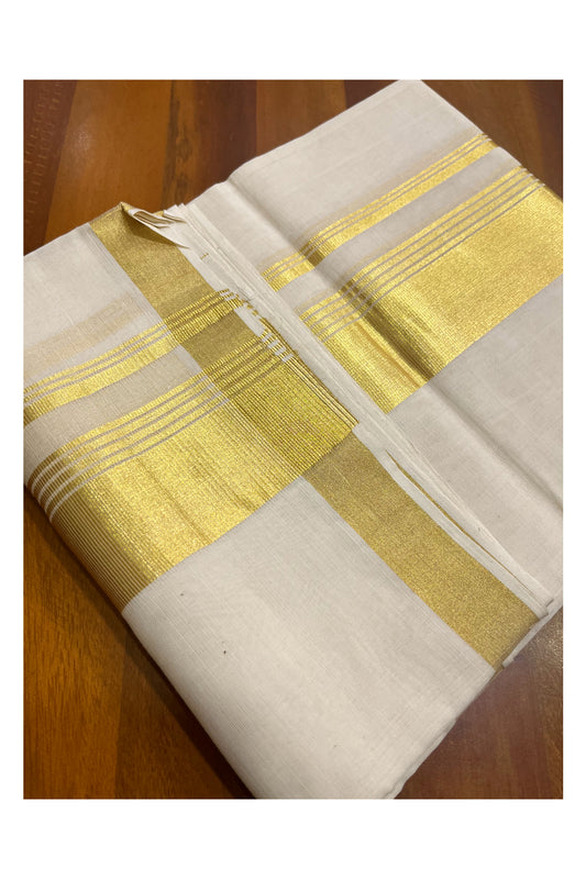 Southloom Super Premium Balaramapuram Unakkupaavu Handloom Double Wedding Mundu with Kasavu Woven Border