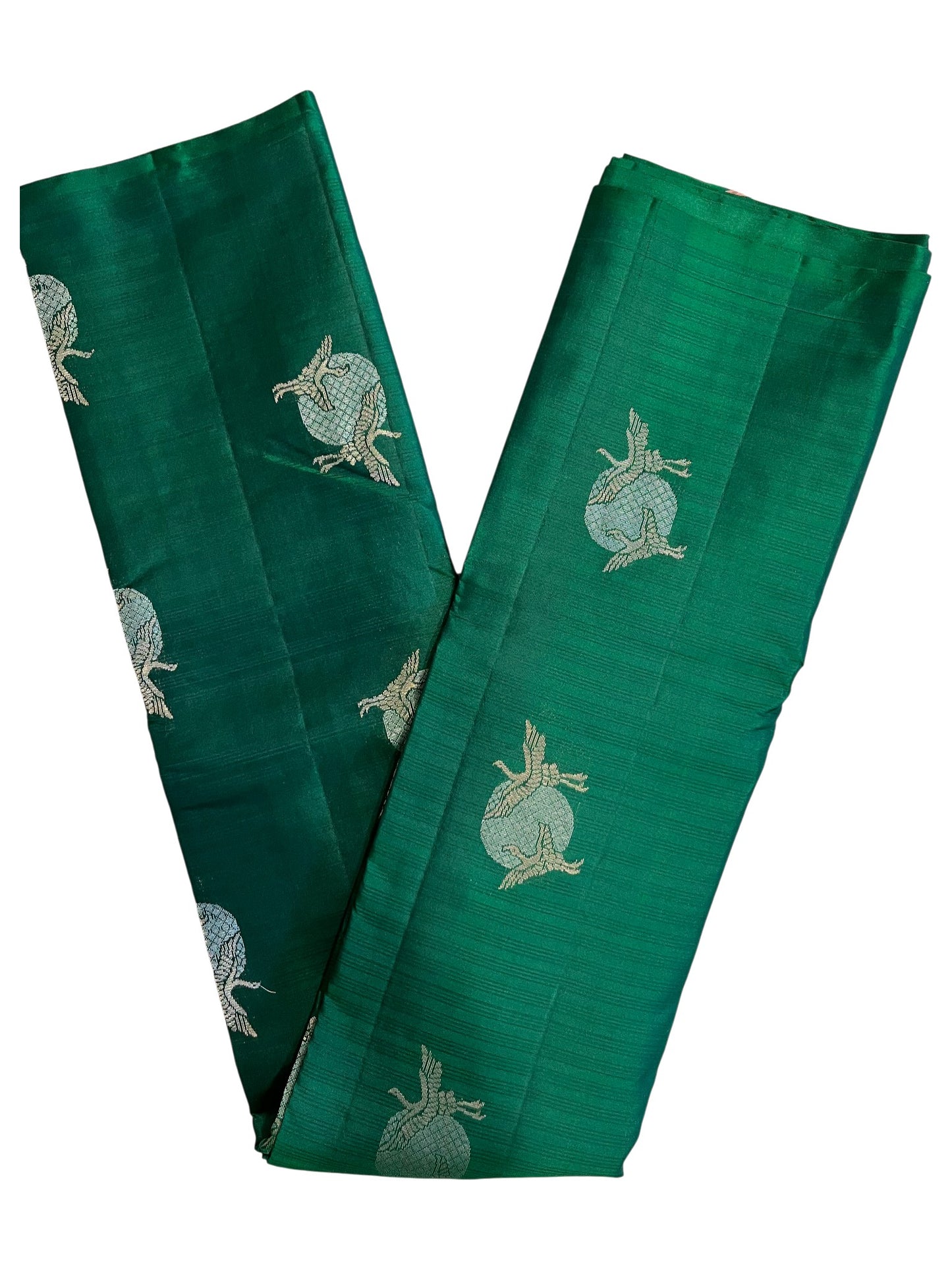 Southloom Pure Handloom Bridal Kanchipuram Silk Saree with Korvai Work (Green & Grey)