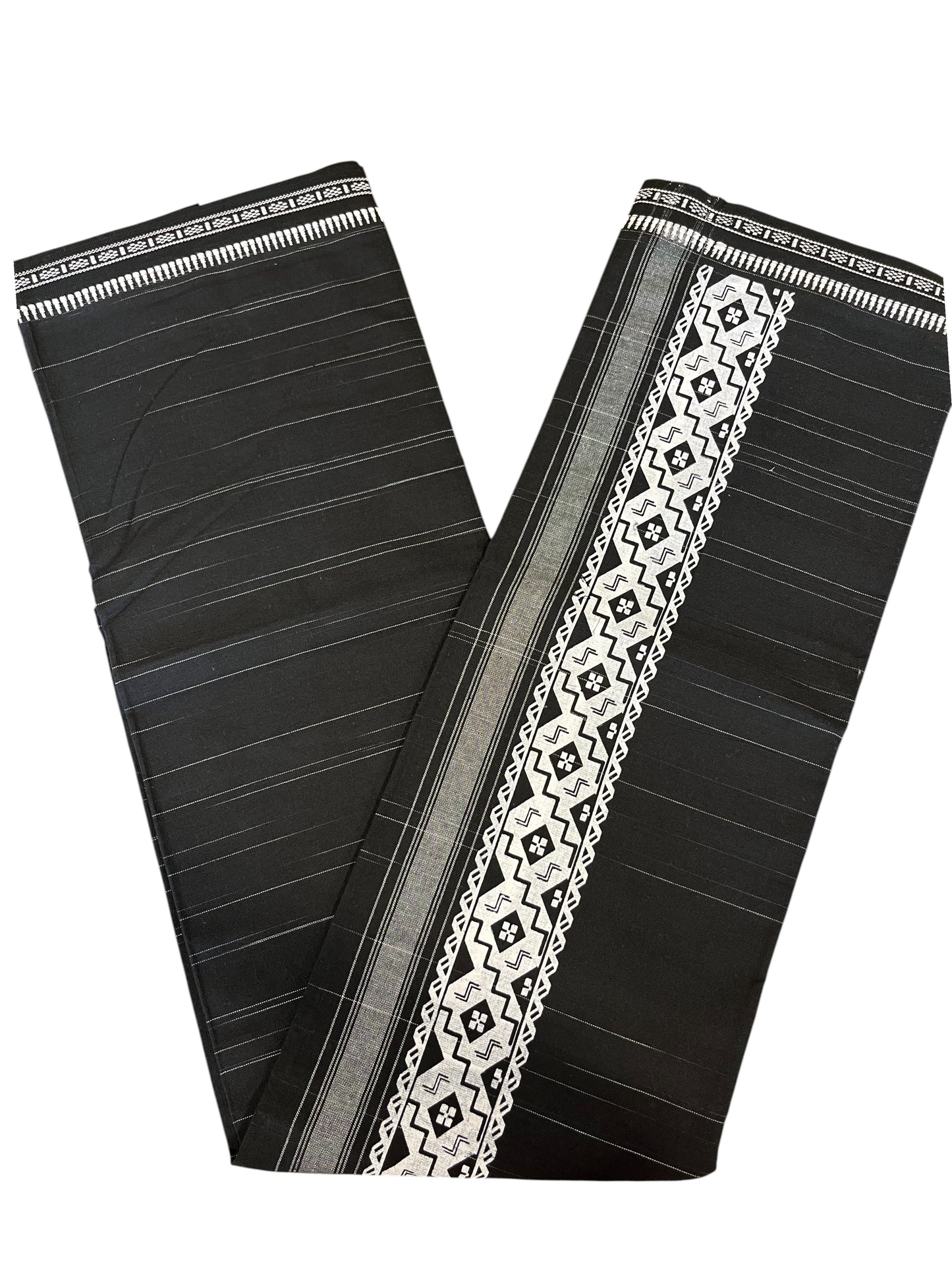 Southloom Black Printed Single Mundu / Otta Mundu / Lungi (South Indian Kerala Dhoti)