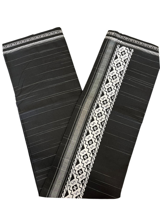 Southloom Black Printed Single Mundu / Otta Mundu / Lungi (South Indian Kerala Dhoti)