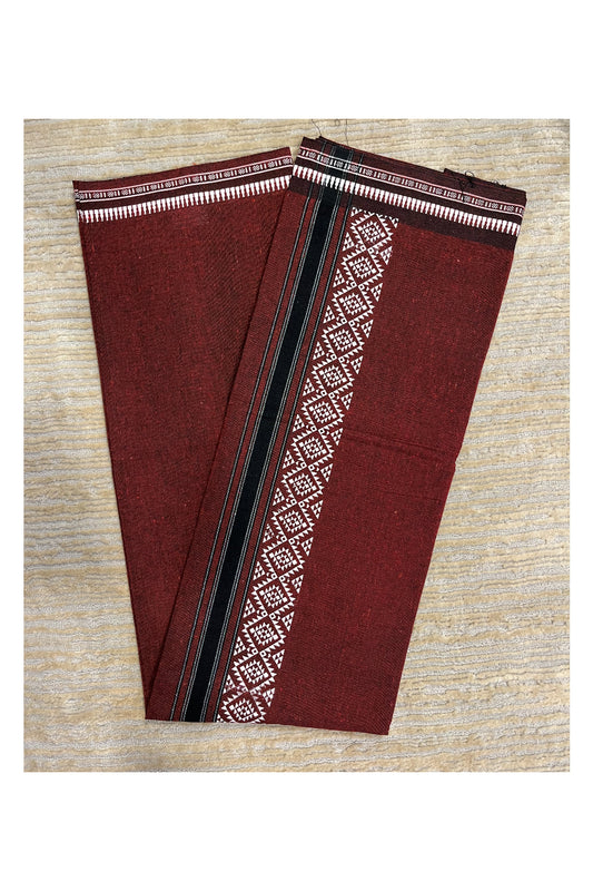Southloom  Maroon Printed Single Mundu / Otta Mundu / Lungi (South Indian Kerala Dhoti)