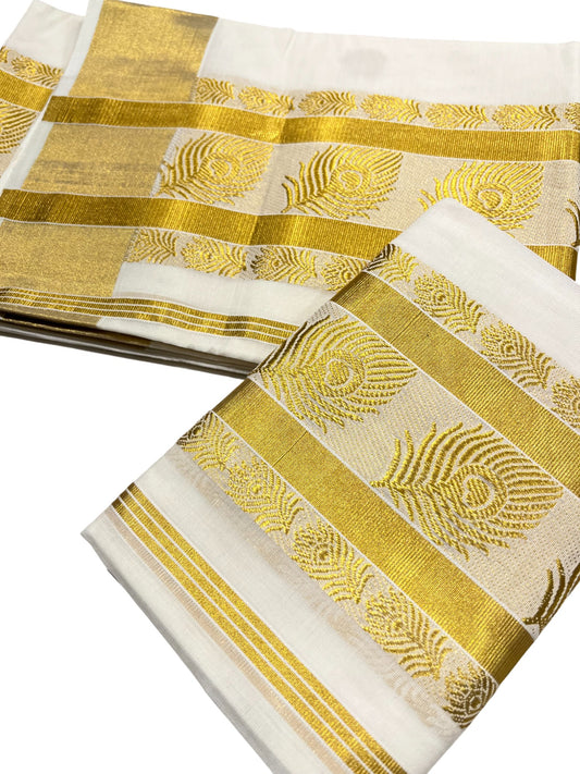 Southloom Premium Handloom Set Mundu with Kasavu and Golden Border (2.80 Mtr)
