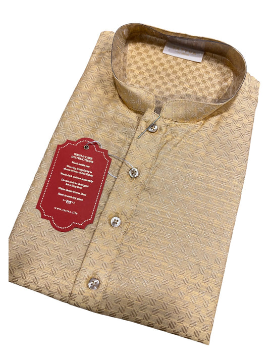 Southloom Semi Silk Short Kurta for Men in Beige Colour