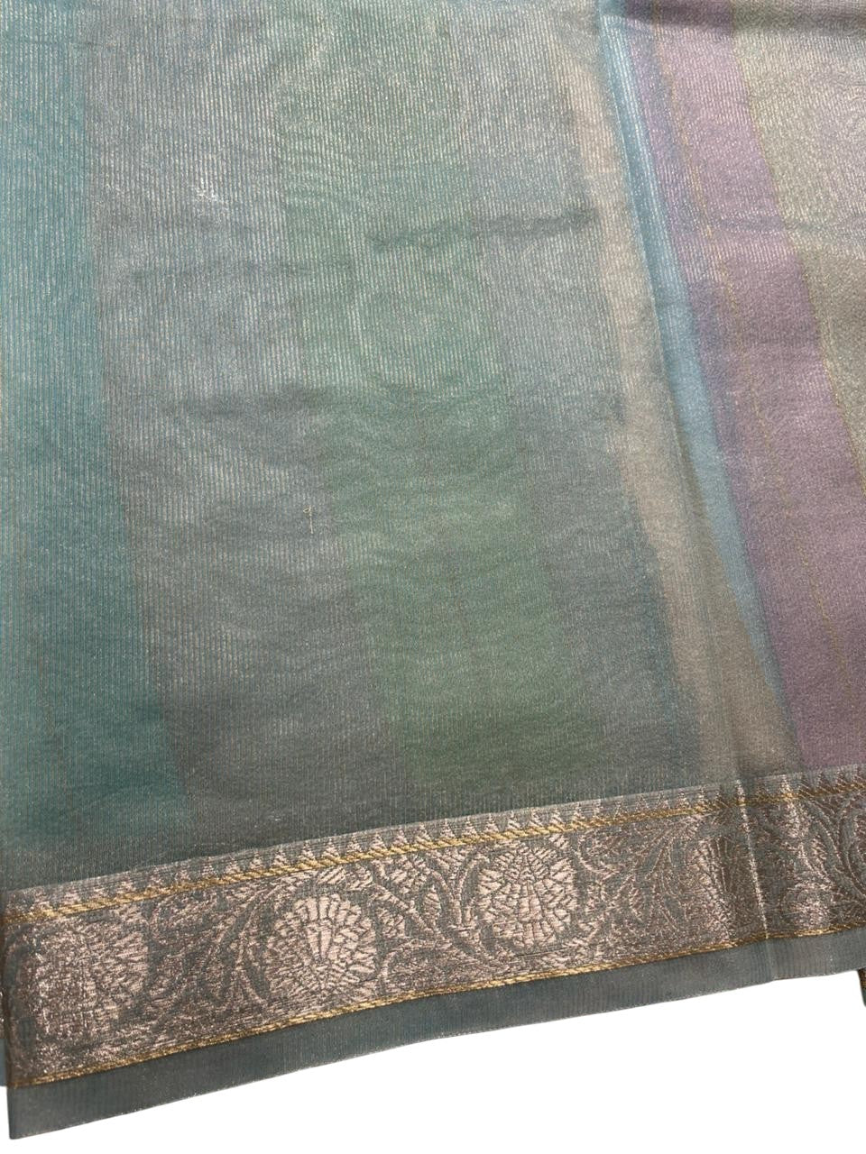 Southloom Tissue Organza Saree With Stripes Design in Multicolour SL353