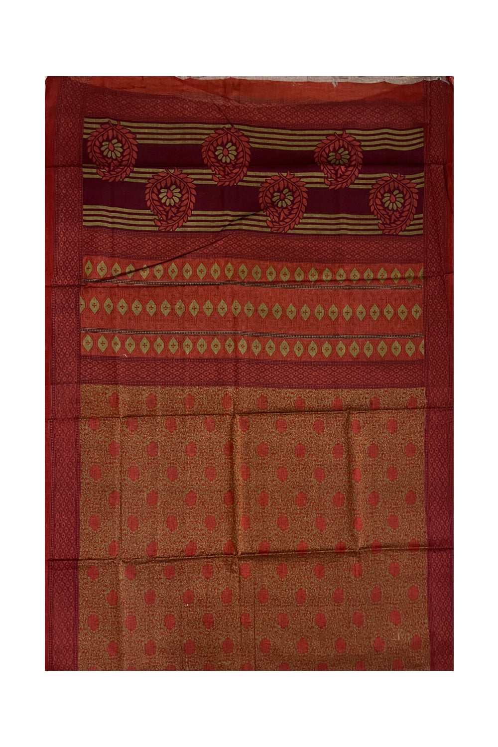 Southloom Cotton Red Designer Printed Saree