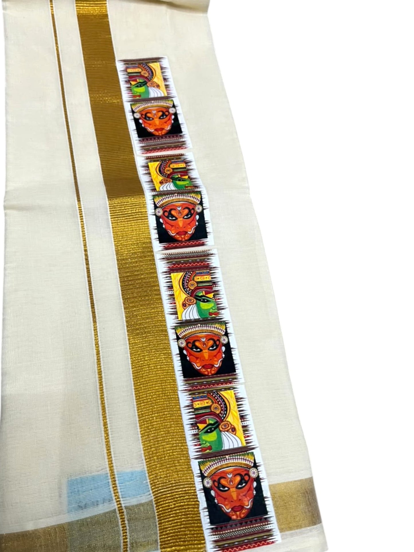 Southloom Cotton Kasavu Printed Kids's Velcro Mundu SLK