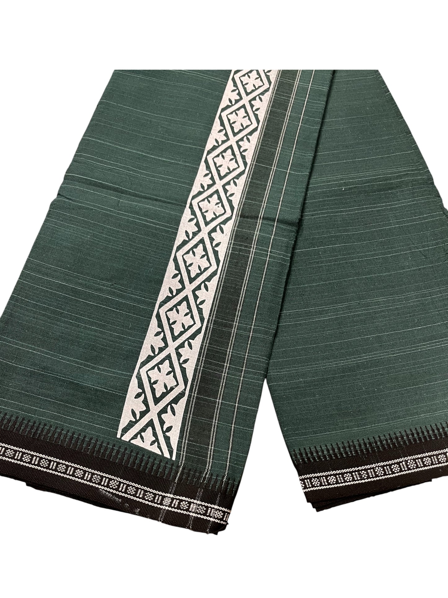 Southloom Green Printed Single Mundu / Otta Mundu / Lungi (South Indian Kerala Dhoti)