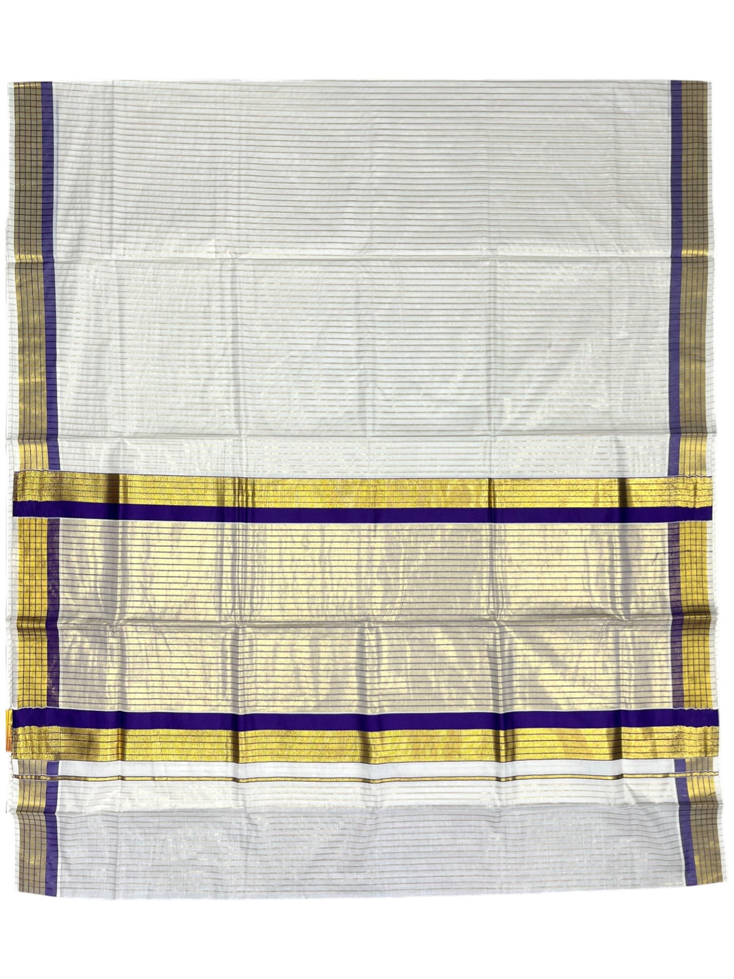 Southloom Kerala Pure Cotton Saree with Stripes on Body and Borders in Violet