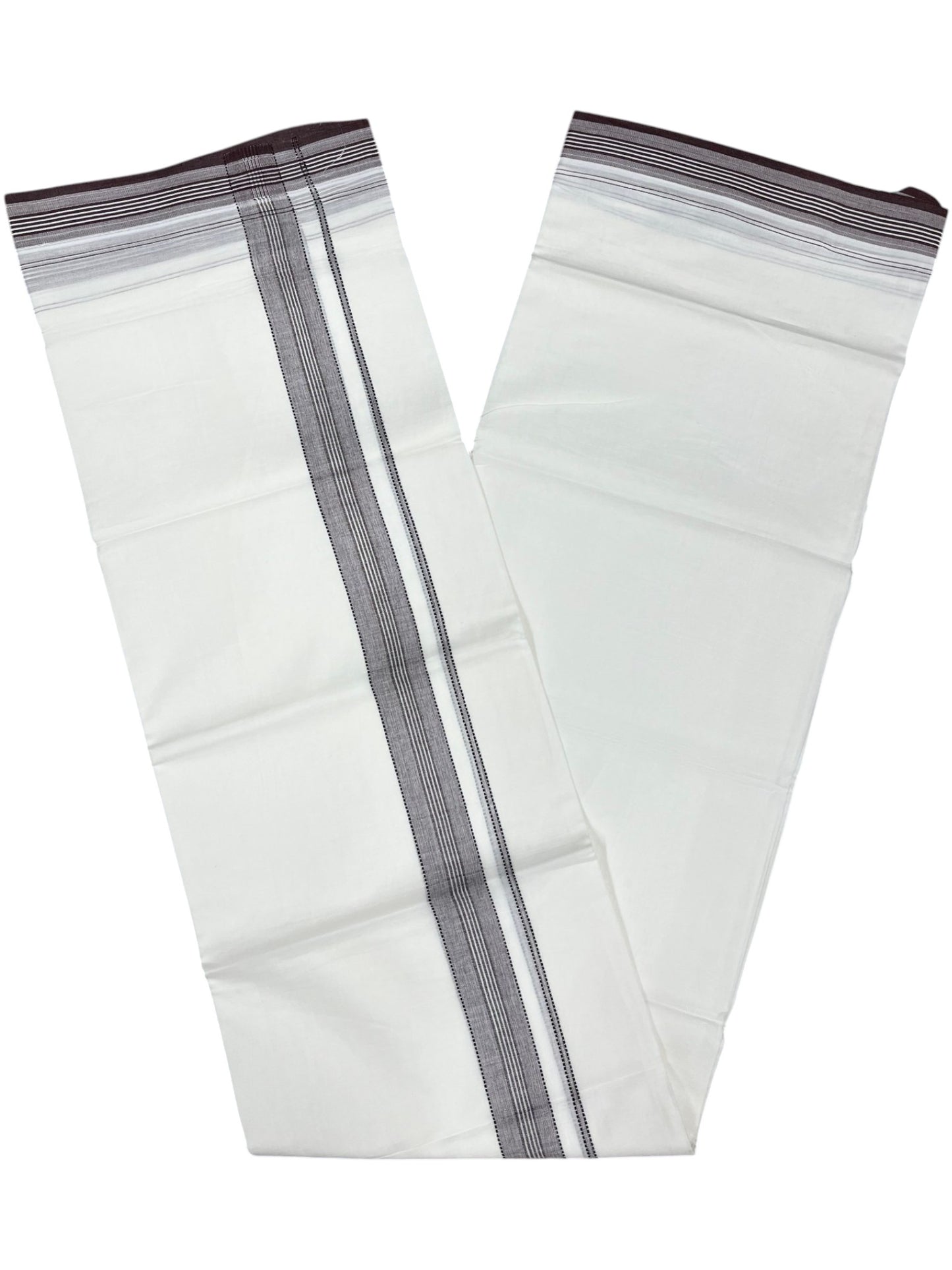 Southloom Pure Cotton Mundu with Brown Border (South Indian Kerala Dhoti)
