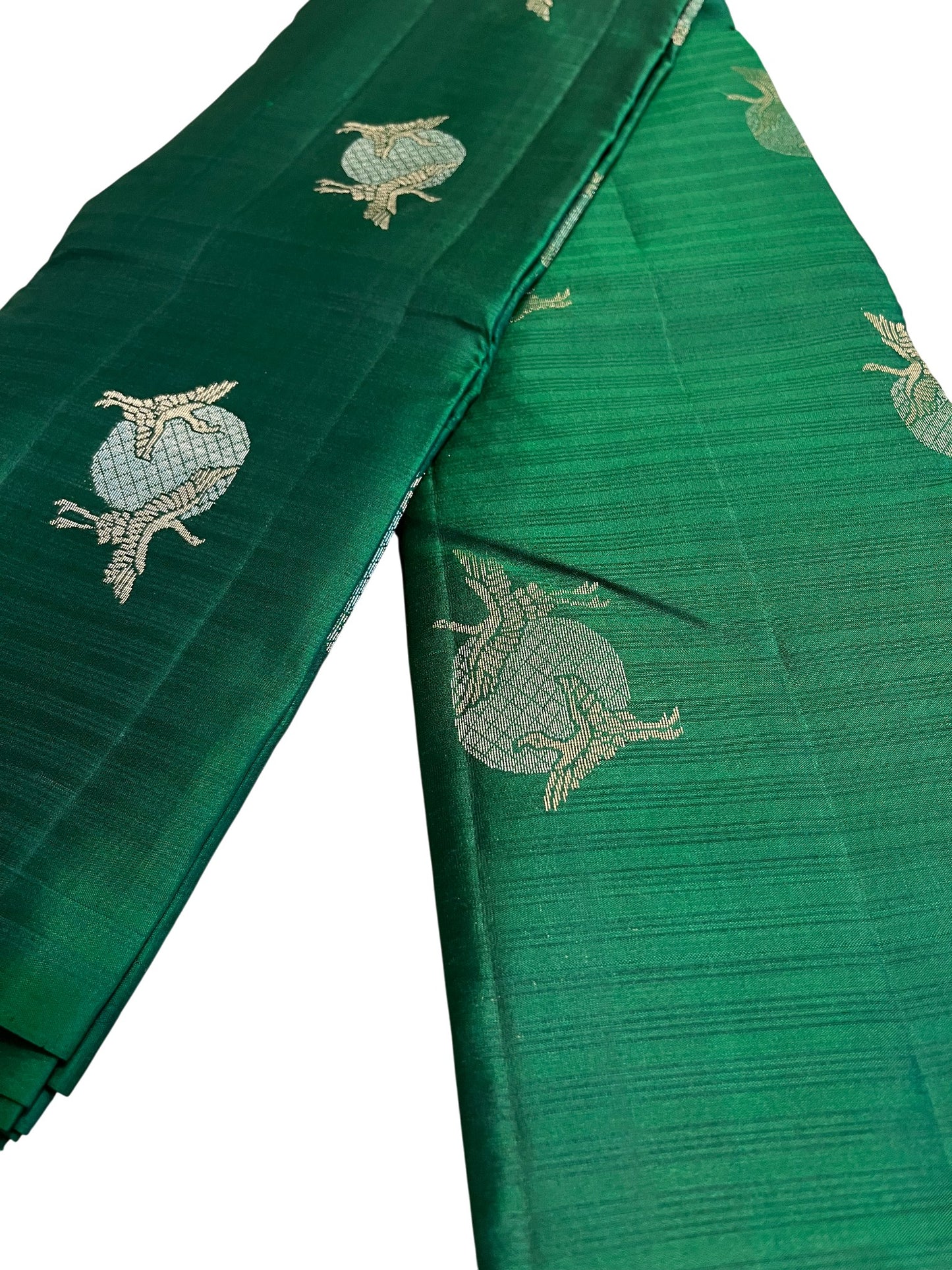 Southloom Pure Handloom Bridal Kanchipuram Silk Saree with Korvai Work (Green & Grey)
