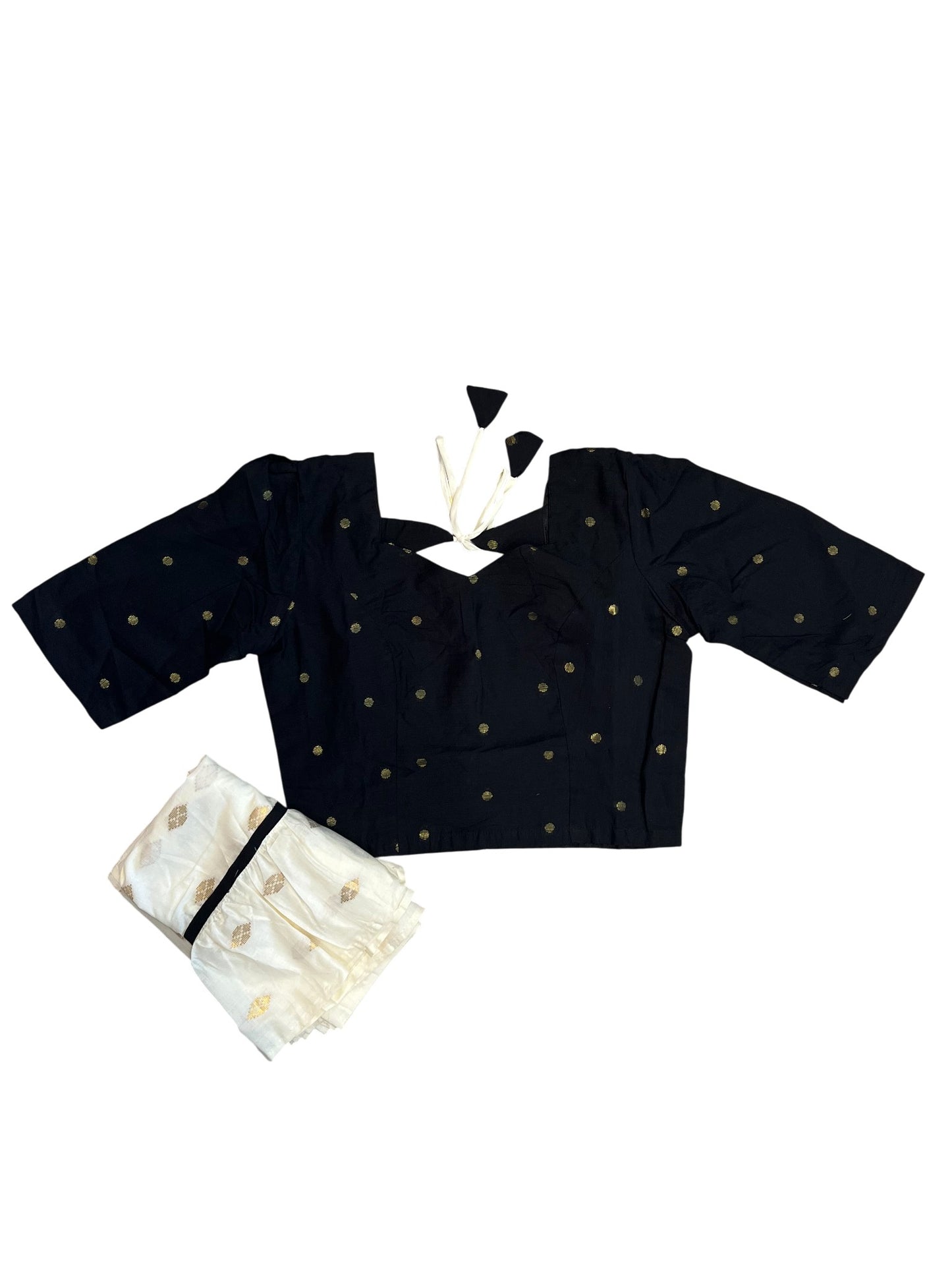 Southloom Stitched Cotton Dhavani Set with Pavada and Black Blouse Piece