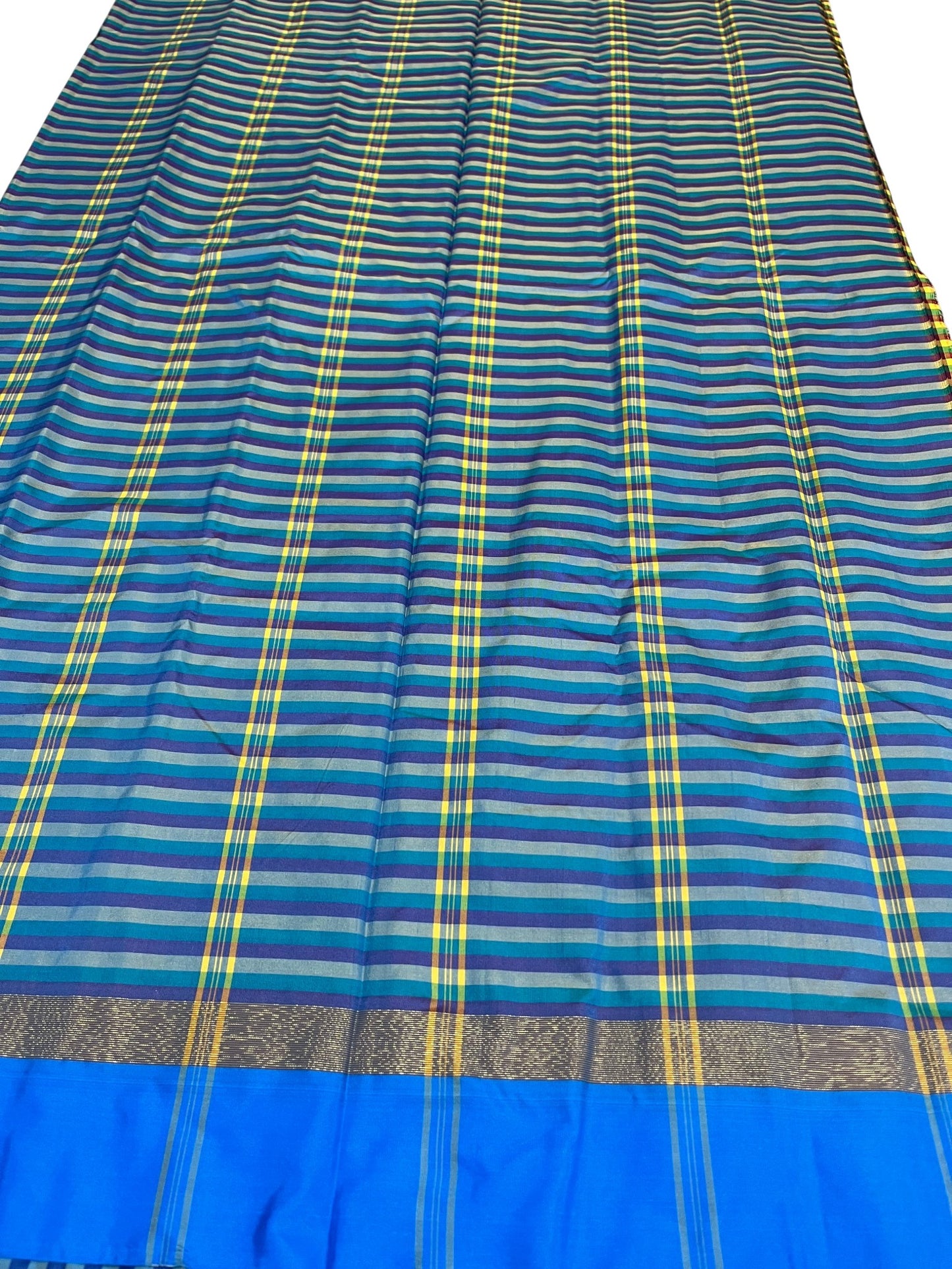 Southloom Semi Silk Saree with Micro Check on  Body in Yelloew And Blue