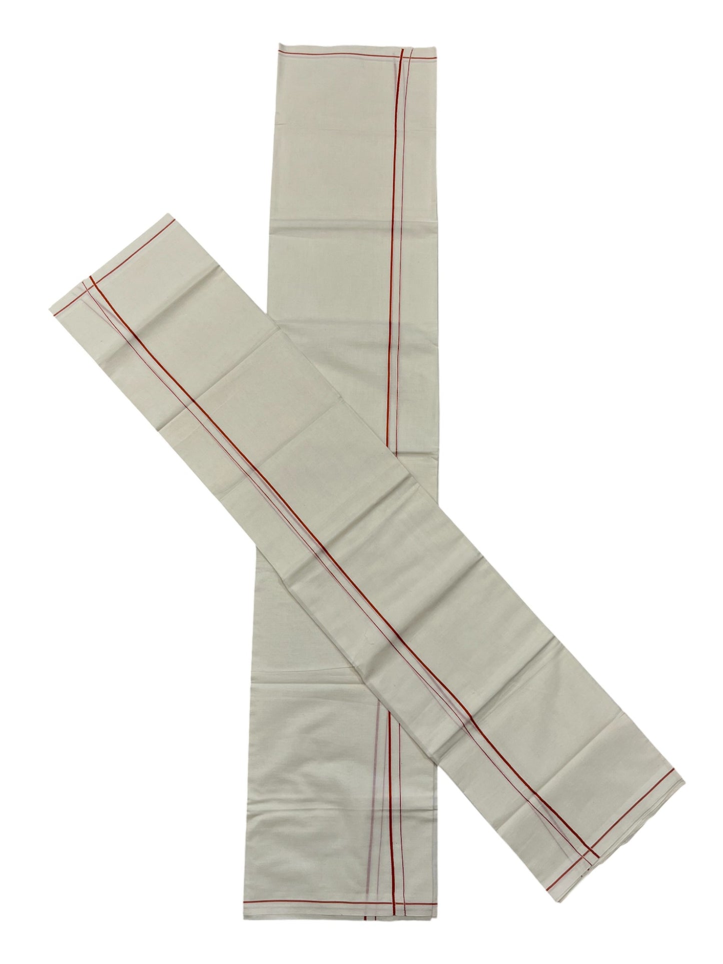 Kerala Cotton Mundum Neriyathum Single (Set Mundu) with Orange Eerkkil Kara