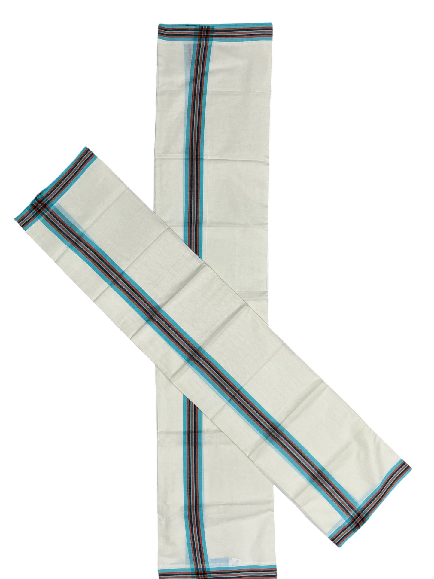 Southloom Kerala Mulloth Cotton Single Mundum Neriyathum with Multicolor Border In 2.80 Mtrs