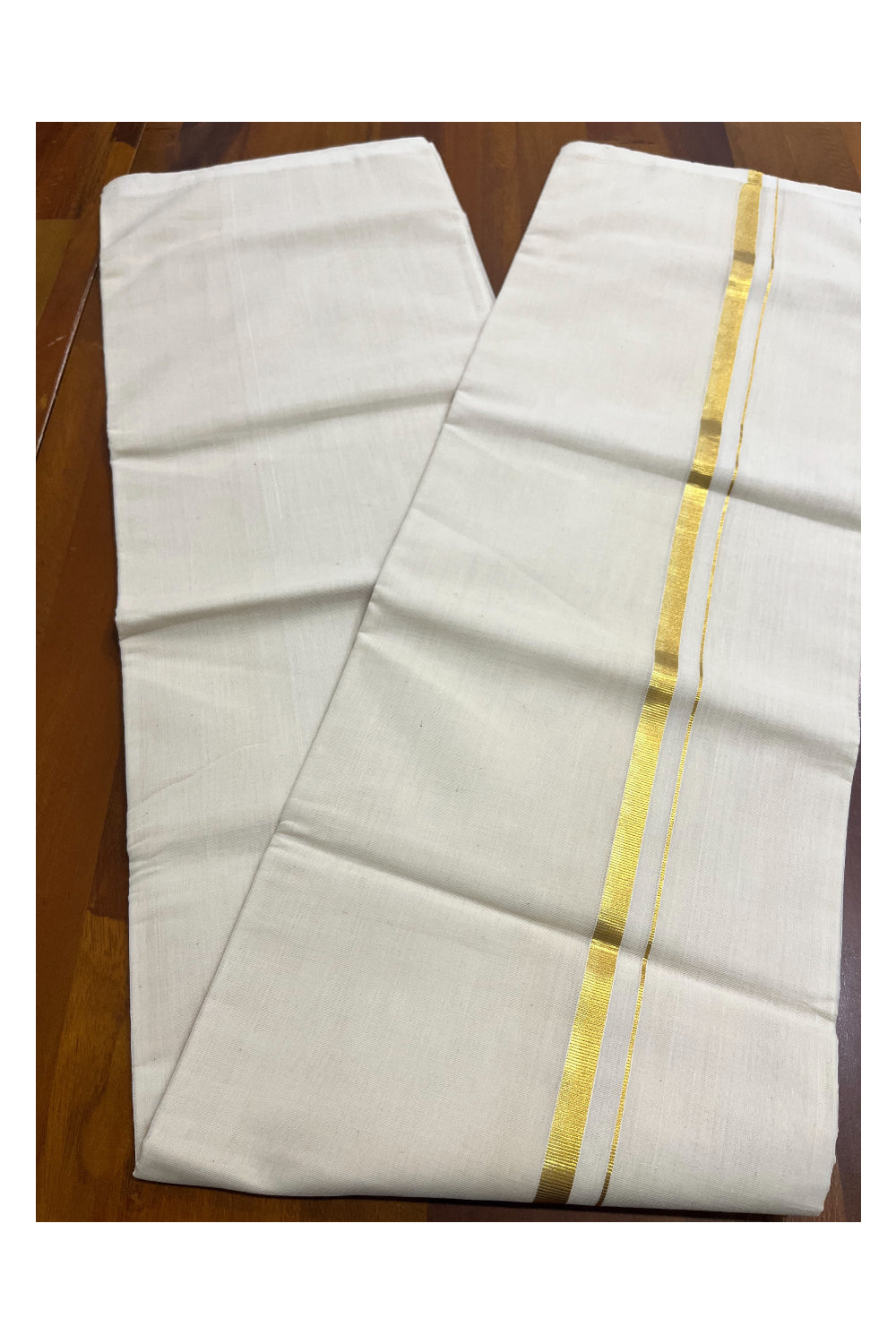 Premium Balaramapuram Handloom Unakkupaavu Cotton Double Mundu with 0.50 inch Kasavu Border (Vishu 2024 Collection)