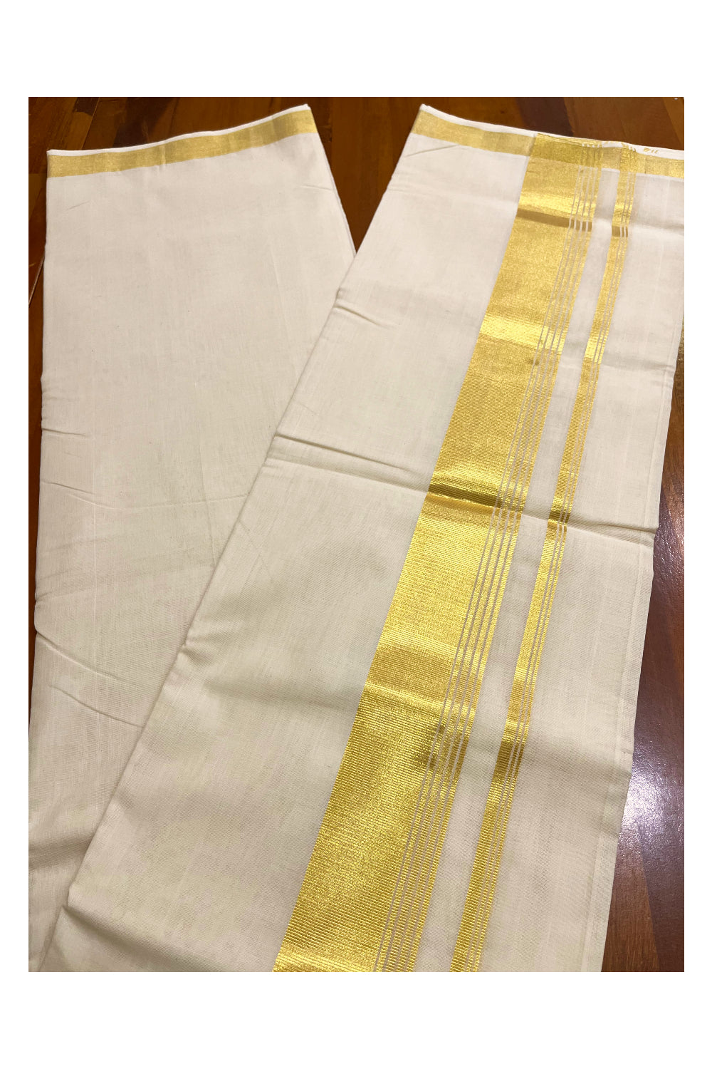 Southloom Super Premium Balaramapuram Unakkupaavu Handloom Double Wedding Mundu with Kasavu Woven Border