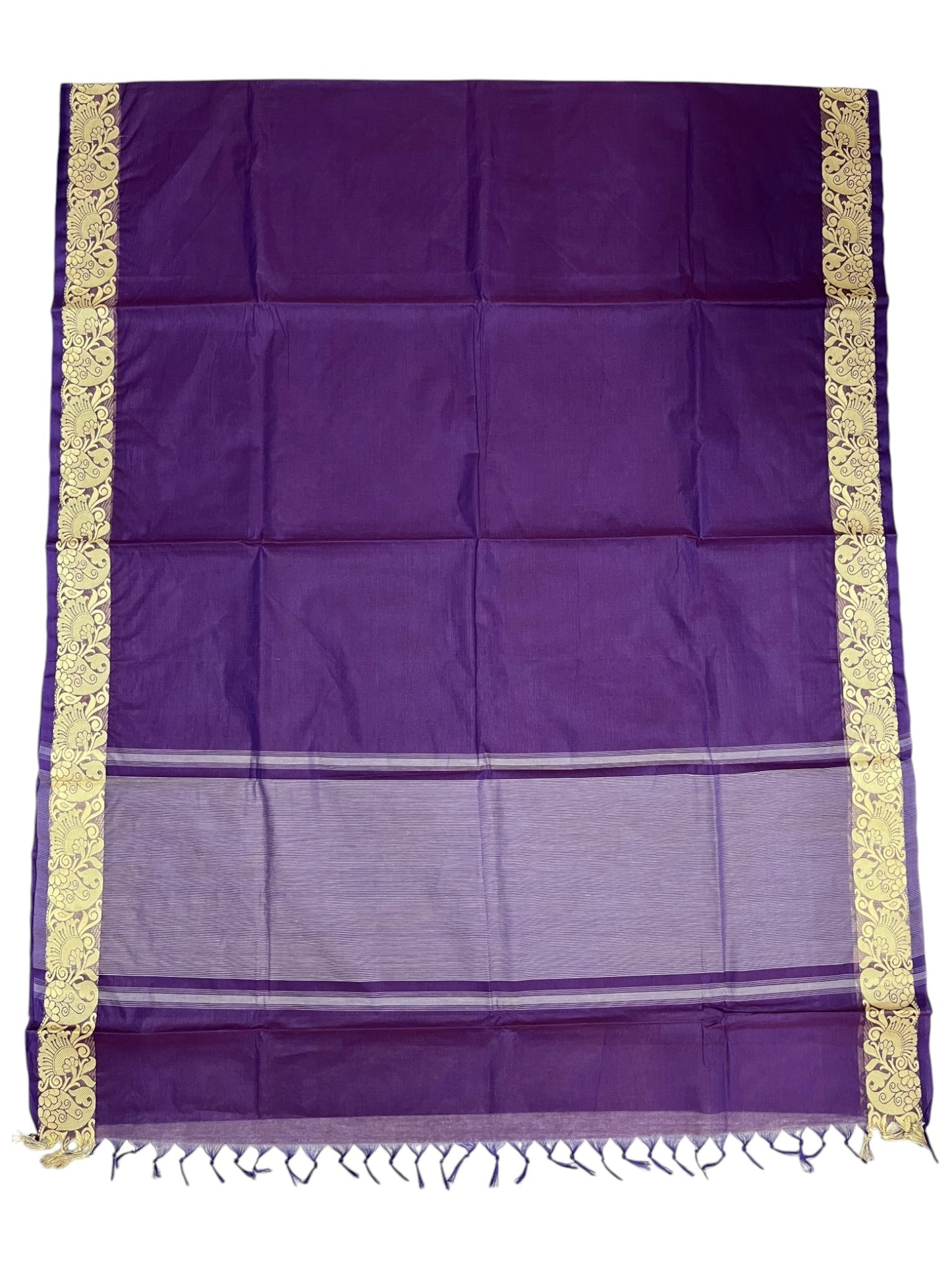 Southloom Kerala Cotton Saree with Floral Woven Works Across Body in Violet
