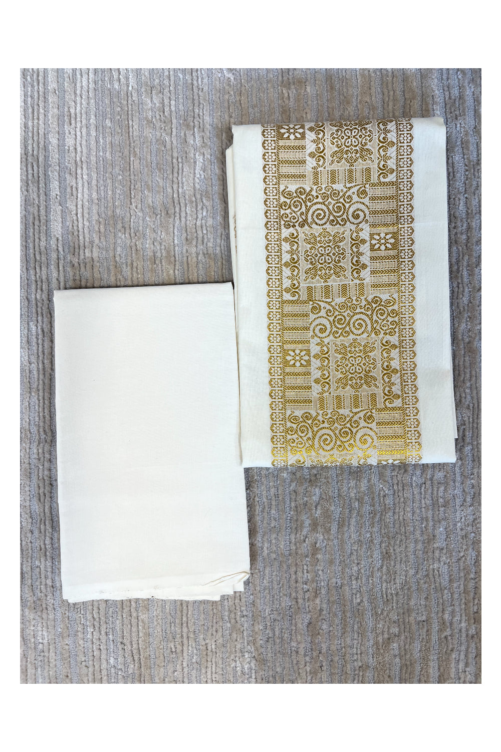 Southloom™ Cotton Churidar Salwar Suit Material with Gold Embroidery Work (include Lines Shawl / Dupatta)