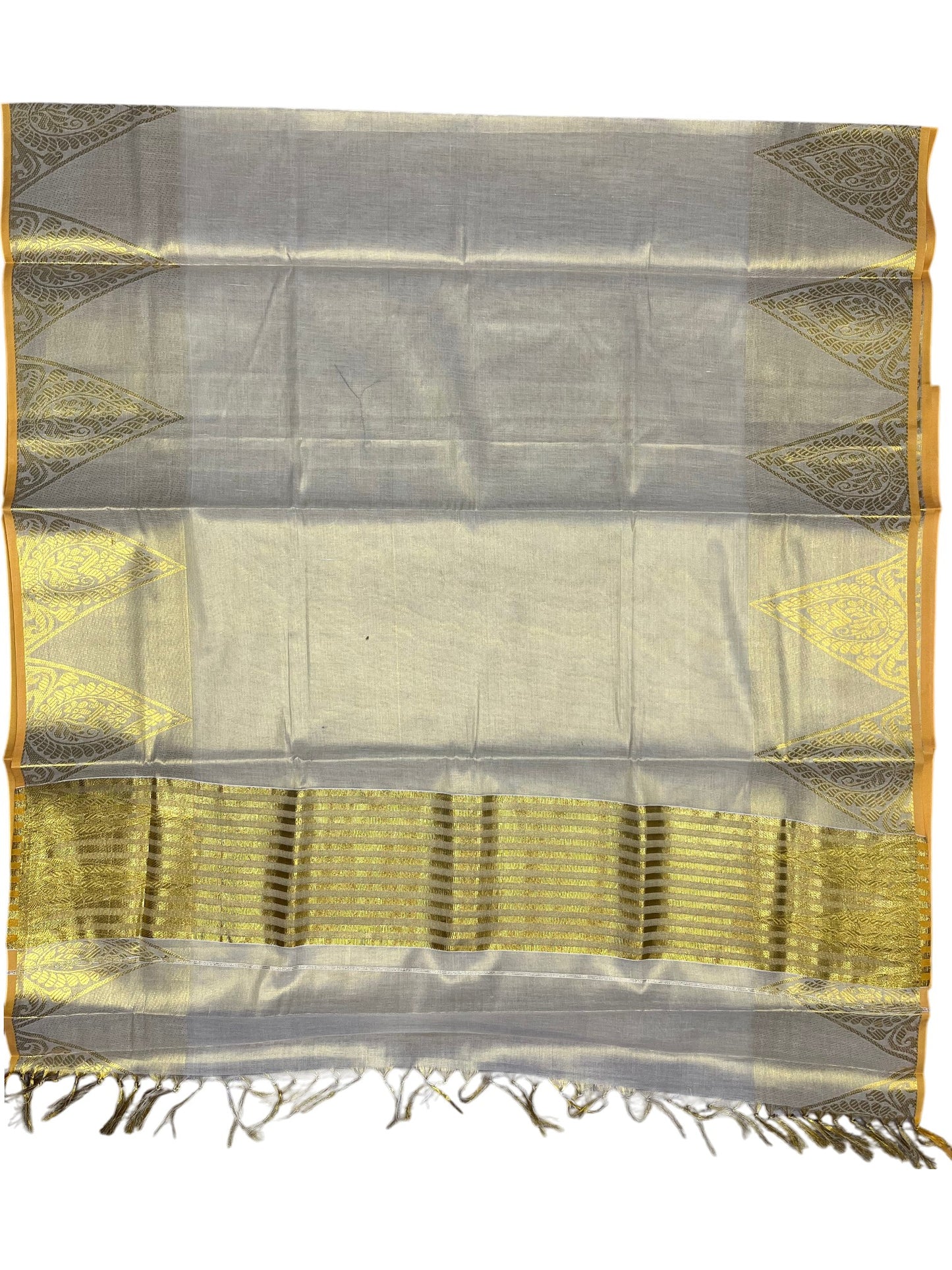 Southloom Tissue Kerala Kasavu Saree with  and Temple Border