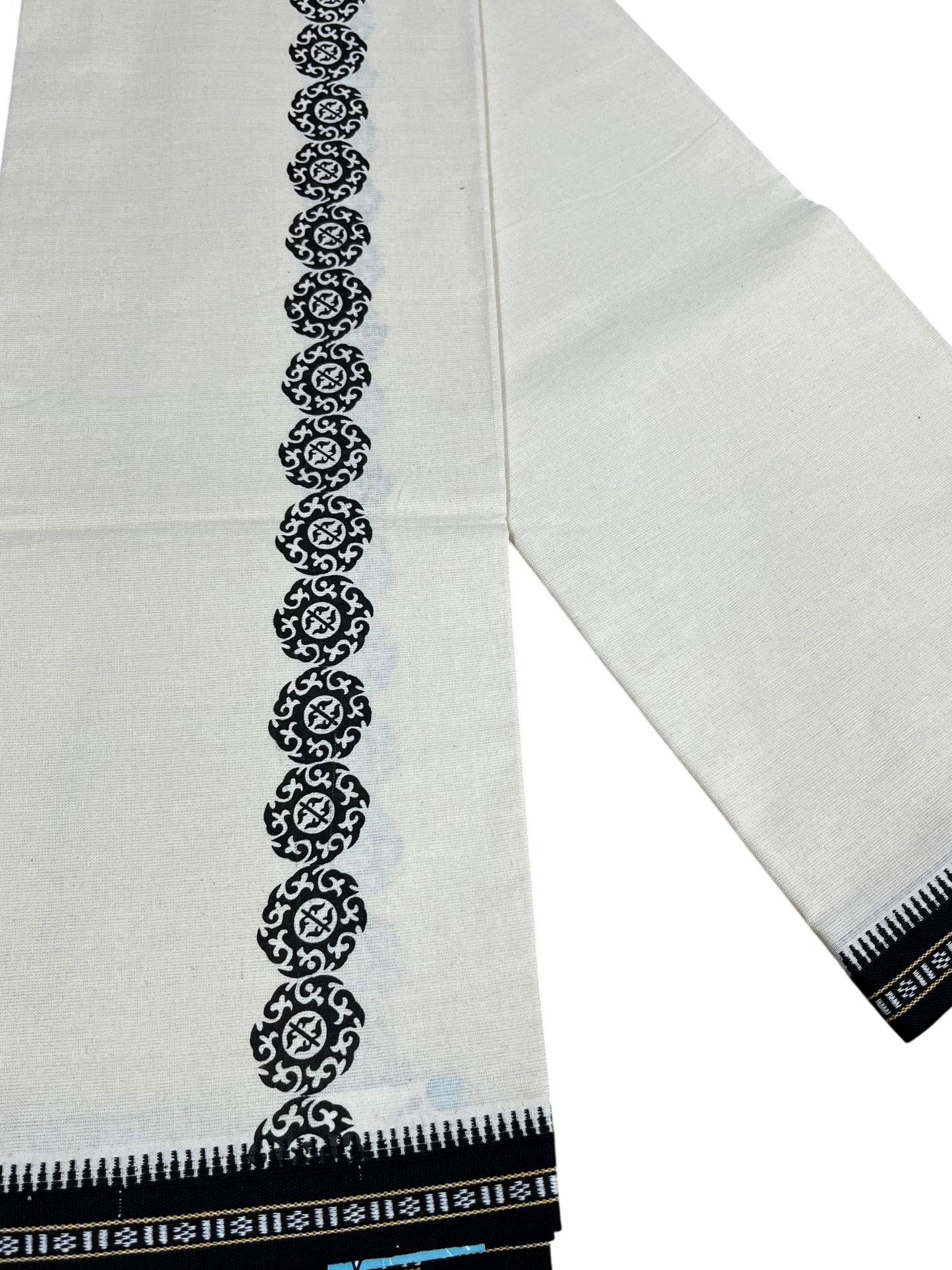 Southloom White Printed Single Mundu / Otta Mundu / Lungi (South Indian Kerala Dhoti)