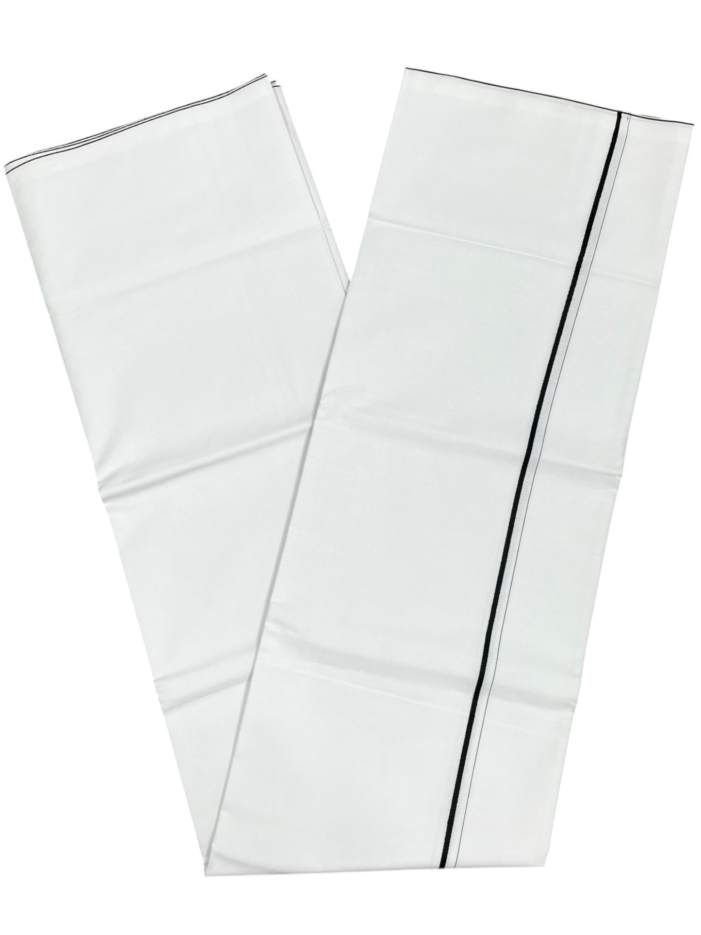 Southloom Pure White Cotton Single Eerkkil Kara Mundu with Black Border (South Indian Kerala Dhoti)