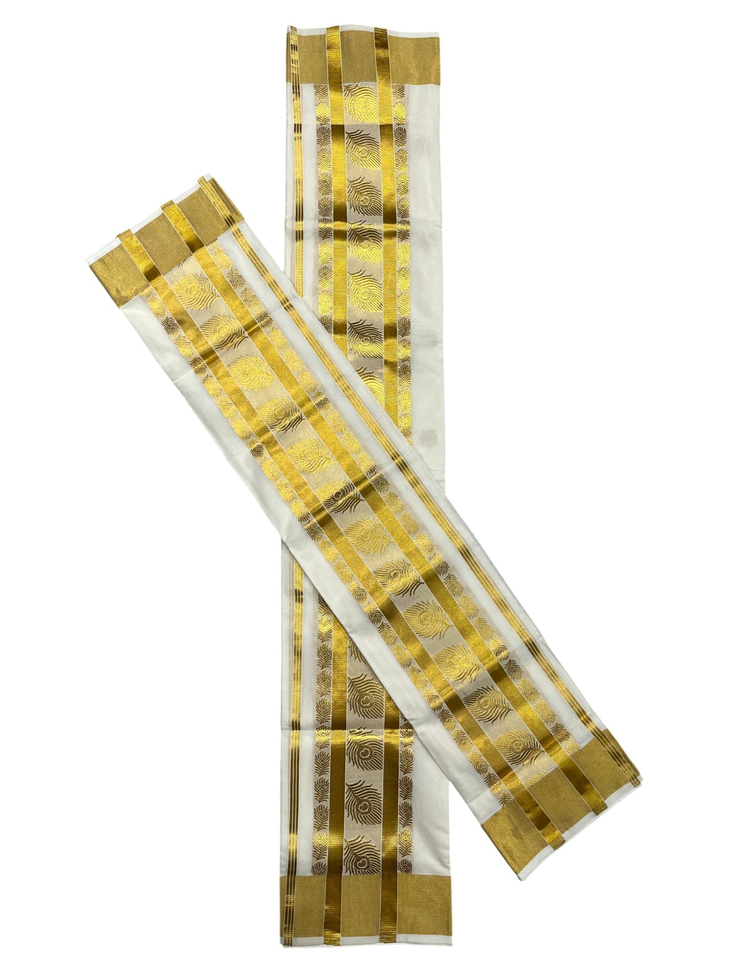 Southloom Premium Handloom Set Mundu with Kasavu and Golden Border (2.80 Mtr)