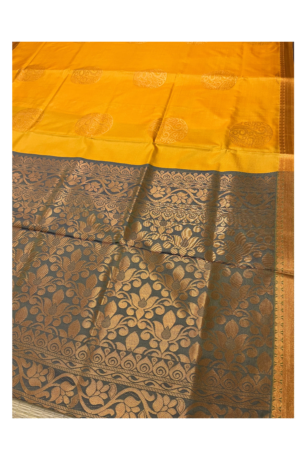 Southloom Soft Silk Yellow Designer Woven Saree with Heavy Work on Pallu