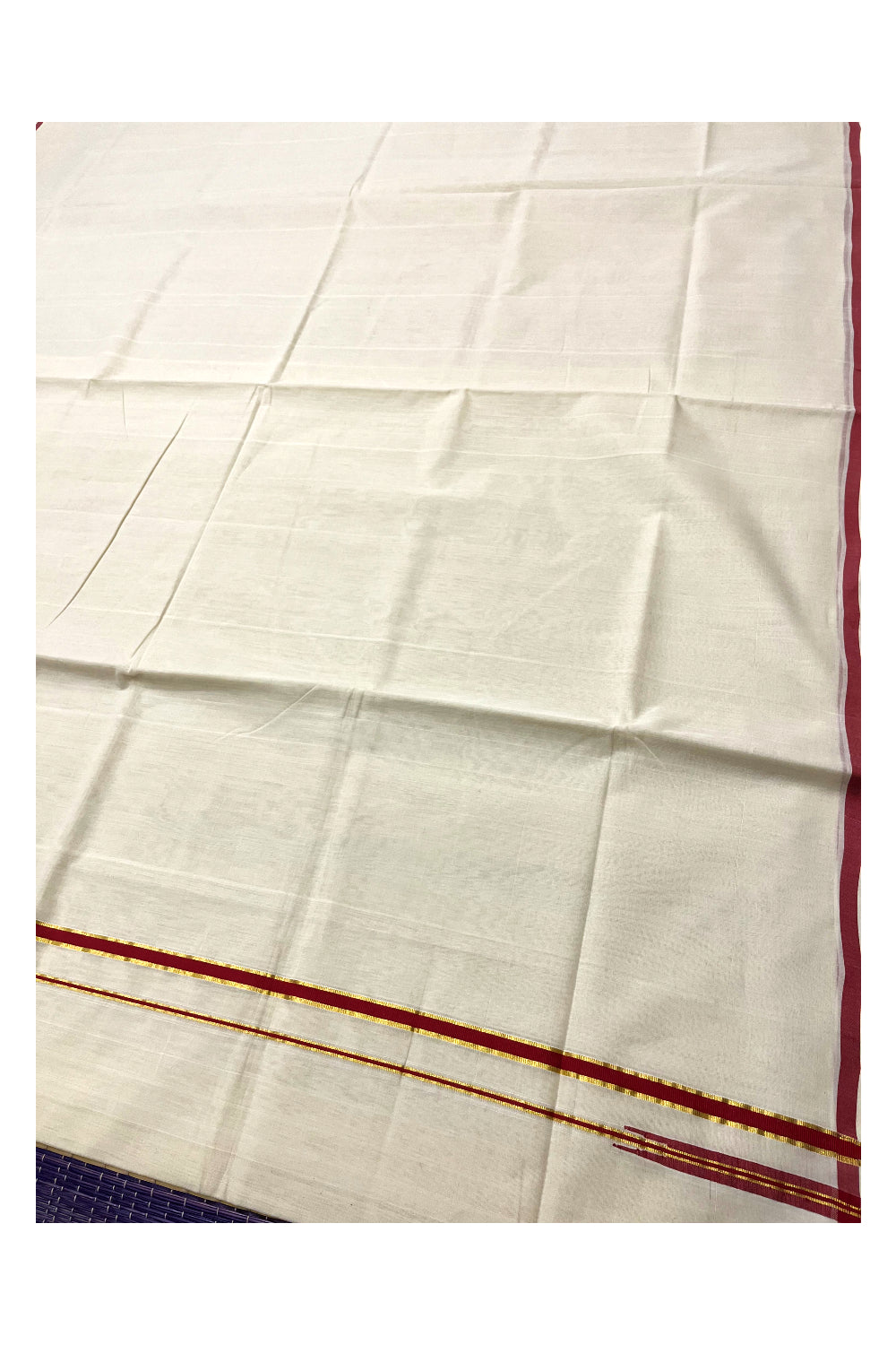 Southloom Super Premium Balaramapuram Unakkupaavu Handloom Cotton  Saree with Red Puliyilakkara Kasavu Border