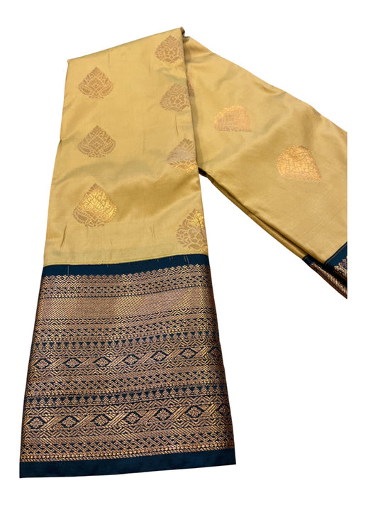 Southloom Banarasi Semi Silk Saree with Woven Work on Body (Yellow)