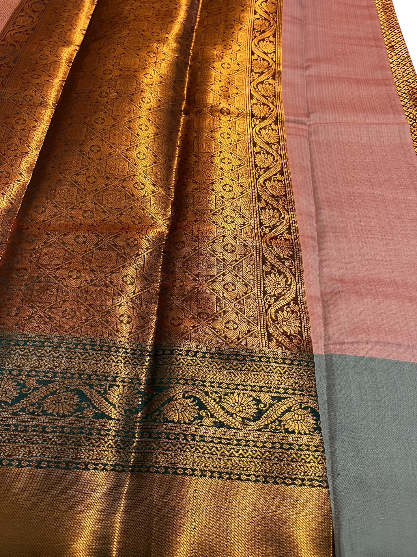 Southloom Premium Semi Silk Zari Work Brocade Saree in Bridal Peach with Matching Pallu