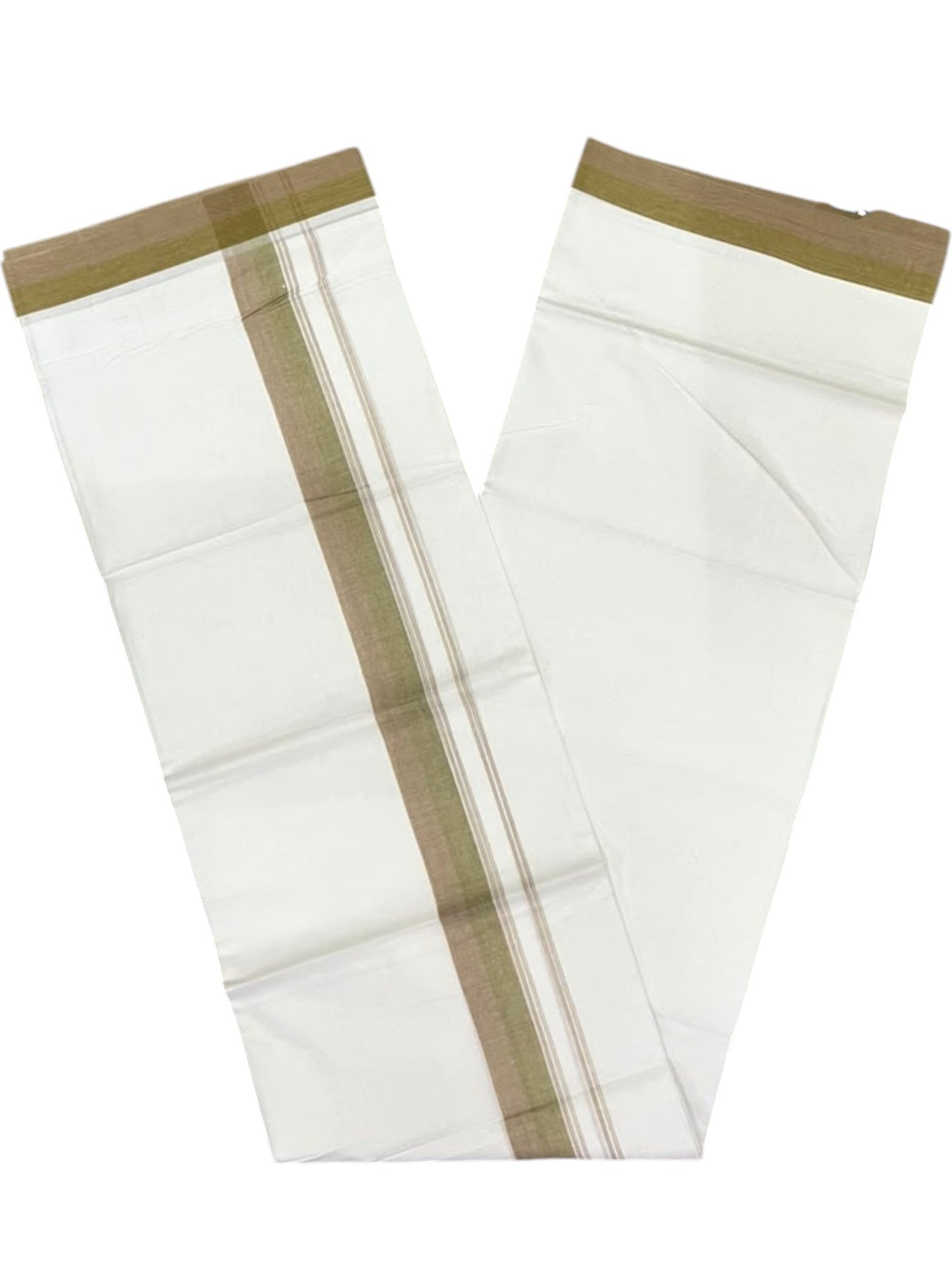Southloom Pure Cotton Mundu with Mustard Yellow Border (South Indian Kerala Dhoti)