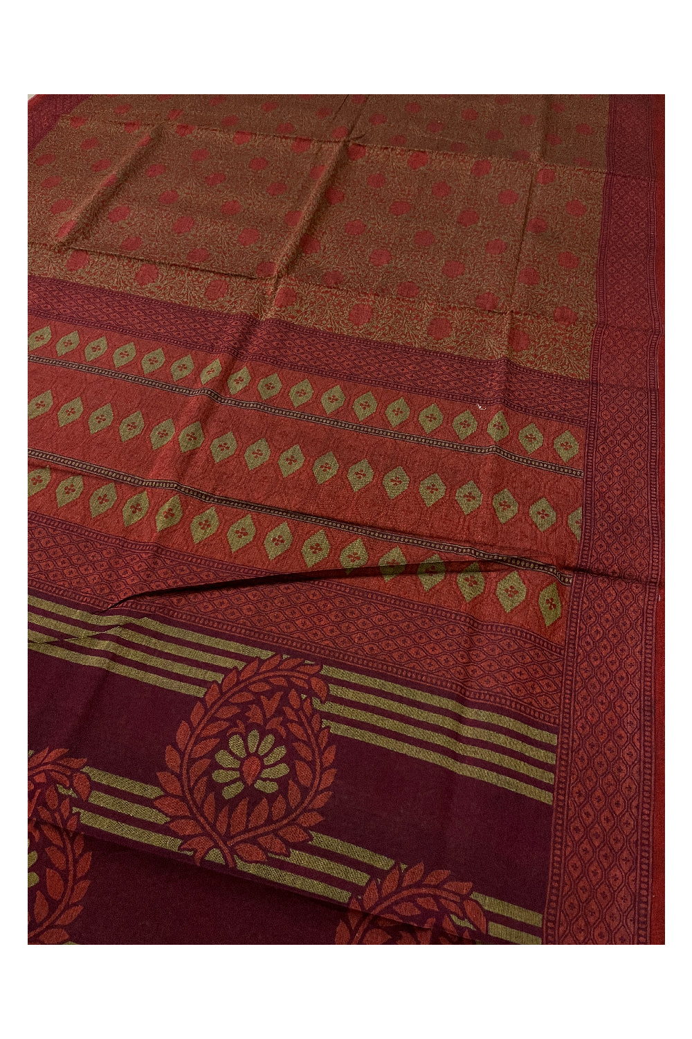 Southloom Cotton Red Designer Printed Saree