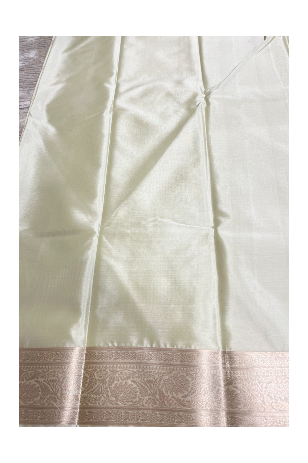Southloom  Pastel Shade Silk Saree In Beige With Woven Zari Borders And Butta Work Across Body