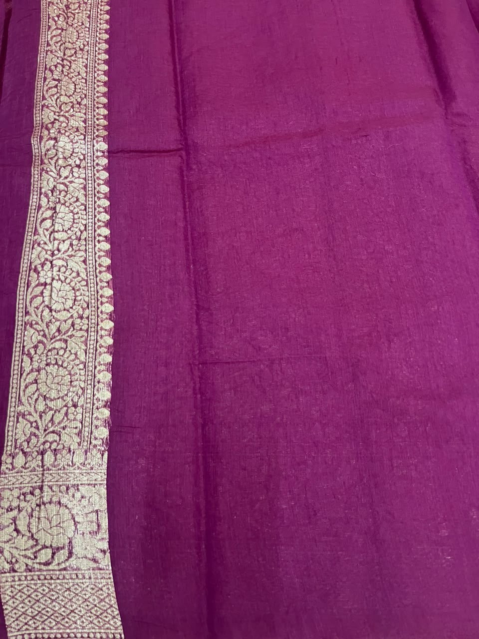 Southloom Cotton Banarasi Silk Saree with Woven Work on Body and Borders (Purple)