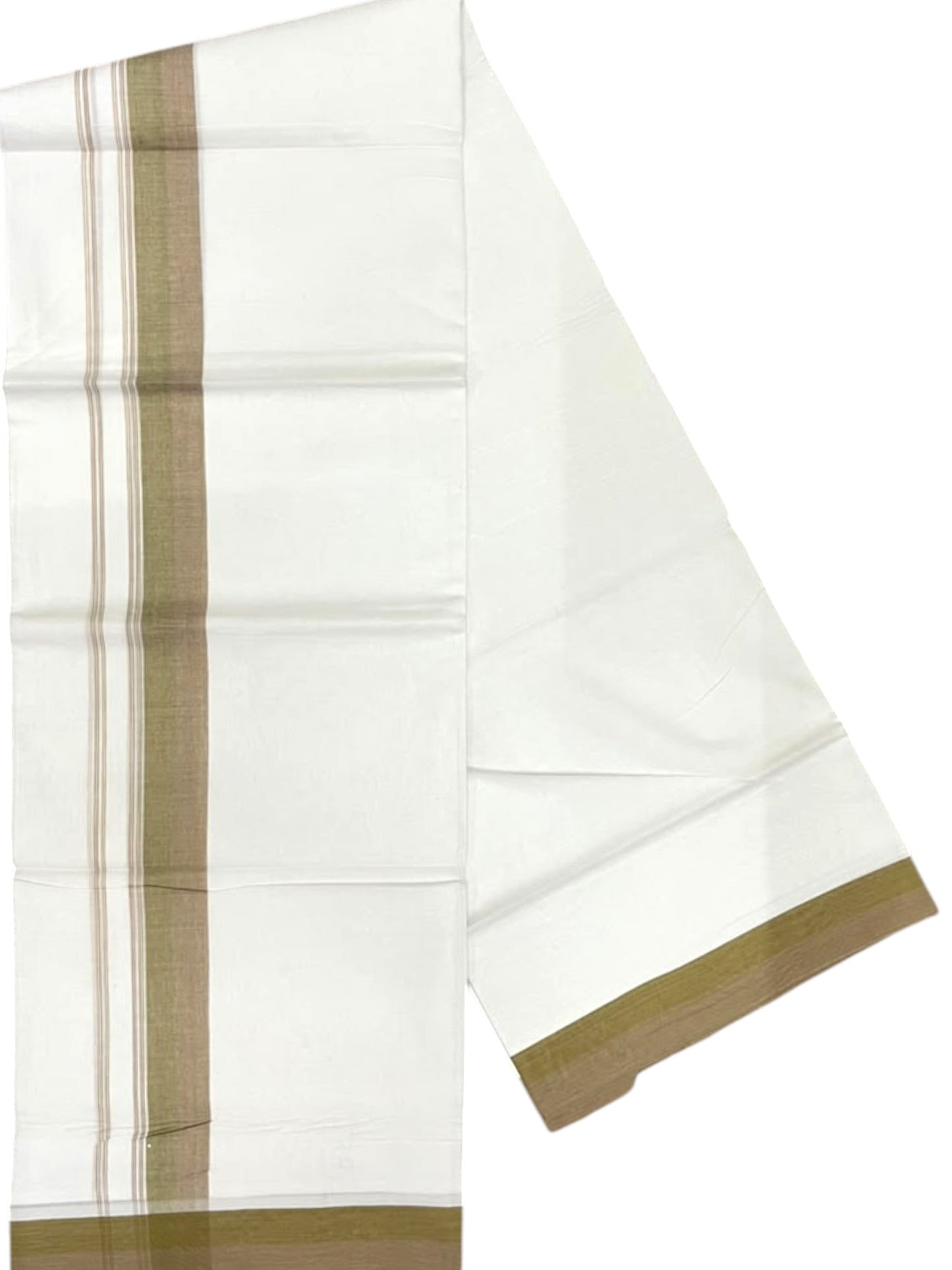 Southloom Pure Cotton Mundu with Mustard Yellow Border (South Indian Kerala Dhoti)