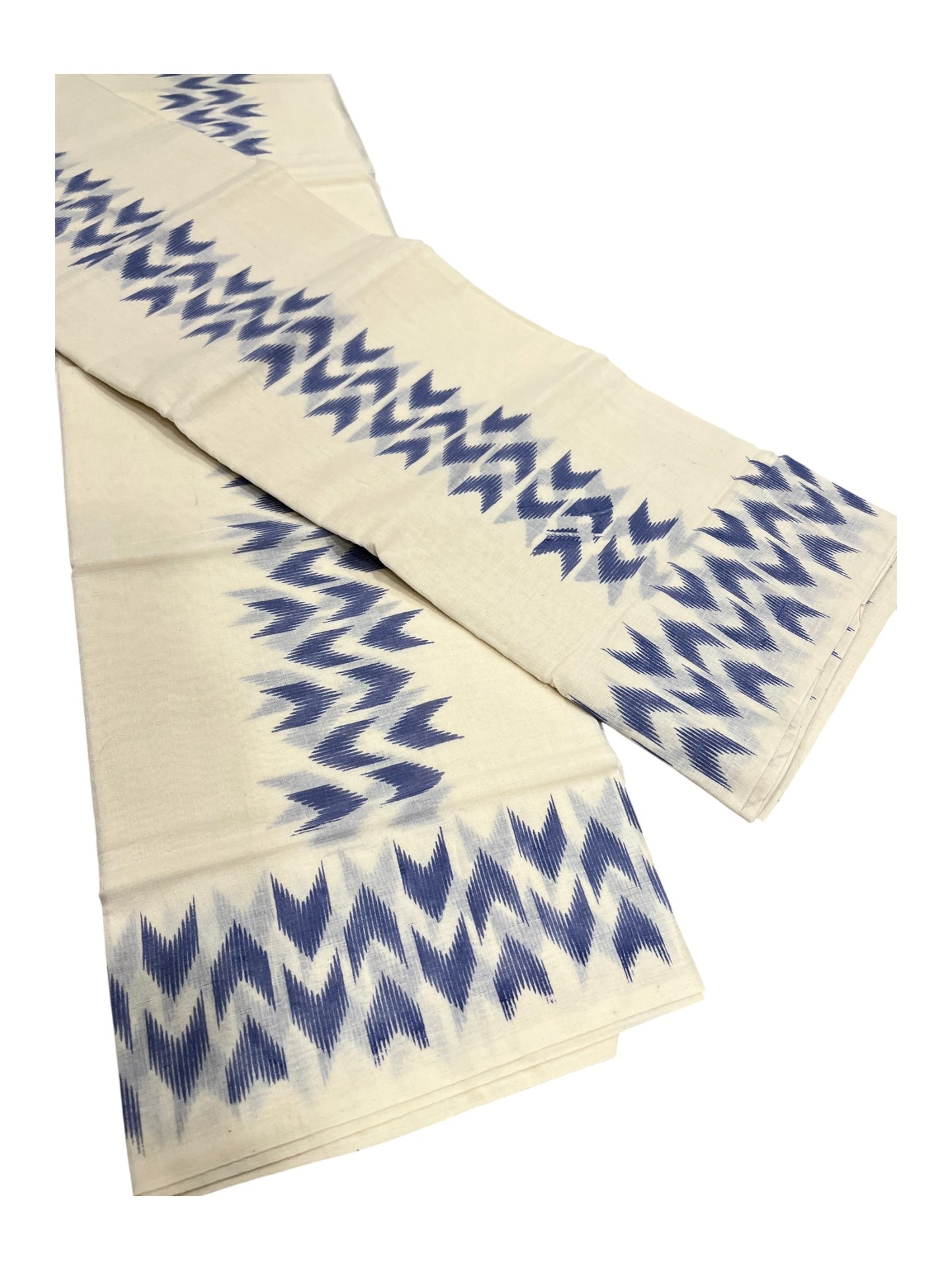 Southloom Ikat Design Blue Printed Set Mundu with Blouse Piece 2.80Mtrs