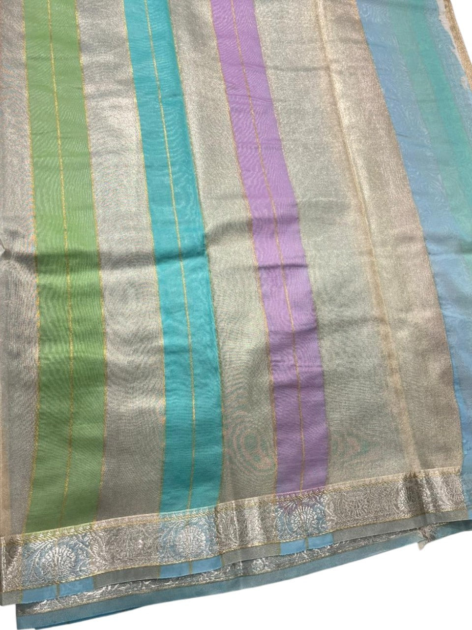 Southloom Tissue Organza Saree With Stripes Design in Multicolour SL353