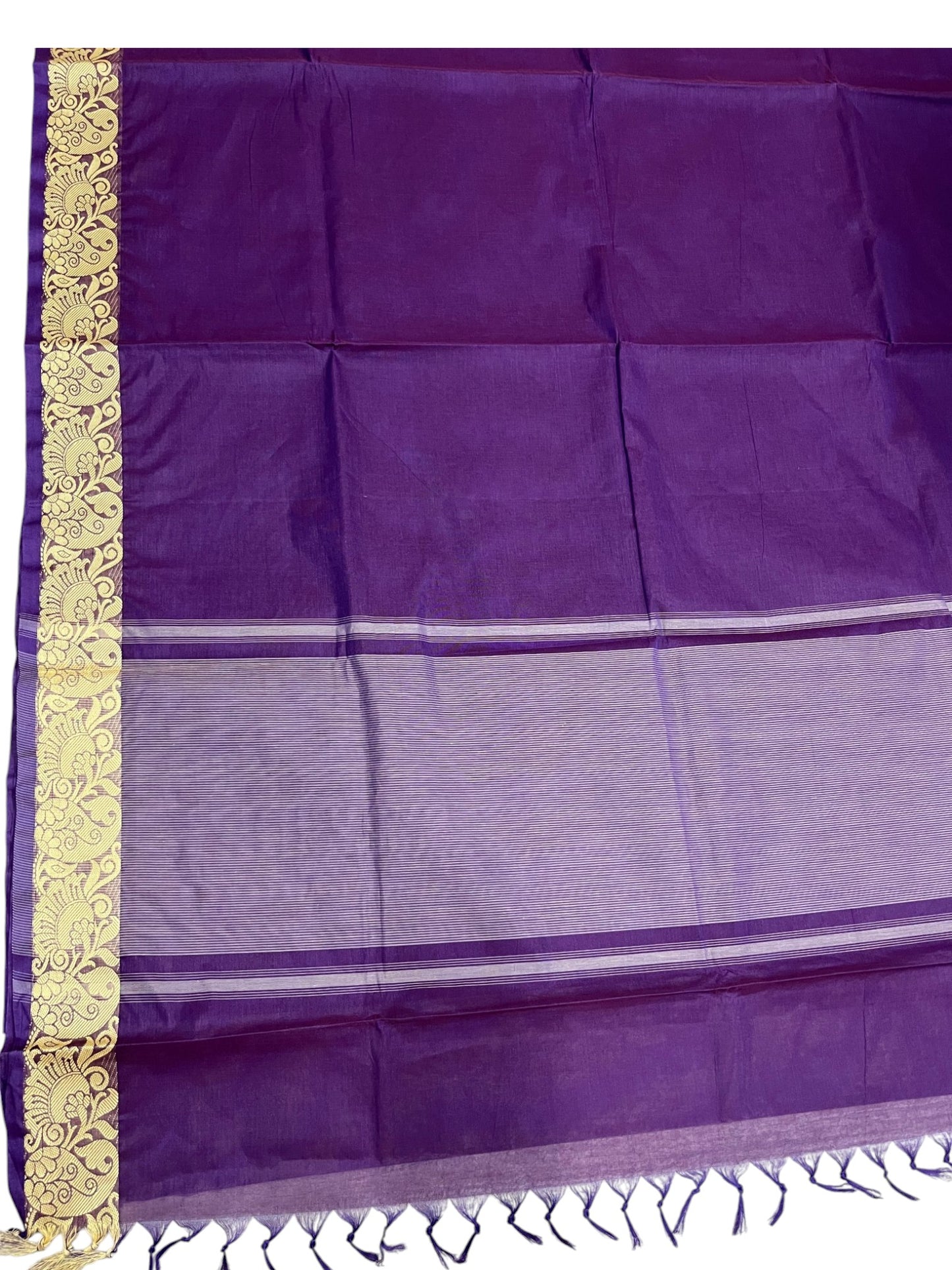 Southloom Kerala Cotton Saree with Floral Woven Works Across Body in Violet