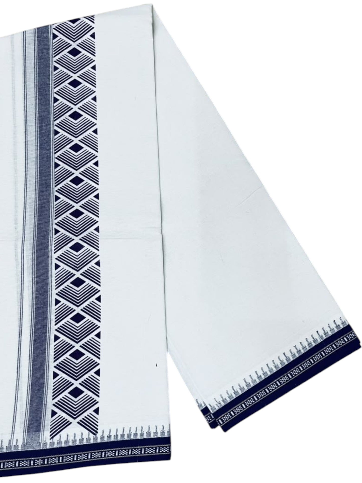 Southloom White Purple Printed Single Mundu / Otta Mundu / Lungi (South Indian Kerala Dhoti) SL622