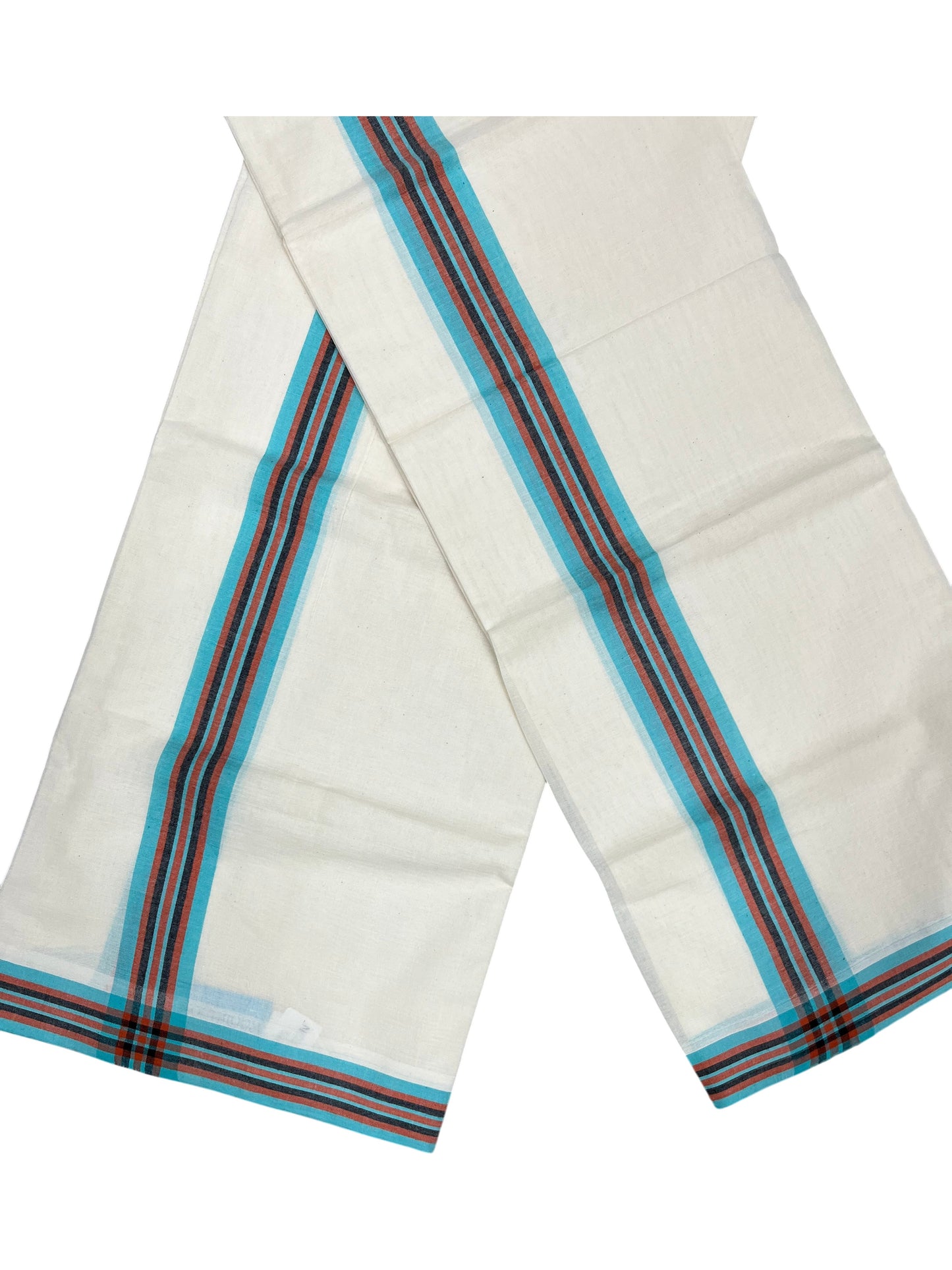 Southloom Kerala Mulloth Cotton Single Mundum Neriyathum with Multicolor Border In 2.80 Mtrs