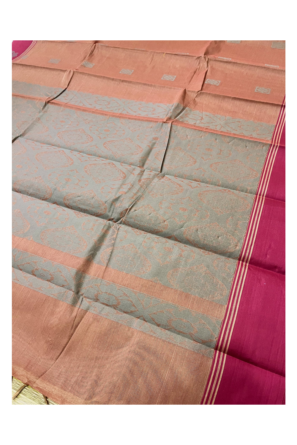 Southloom Cotton Brown Saree with Woven Butta Works on Body and Pallu