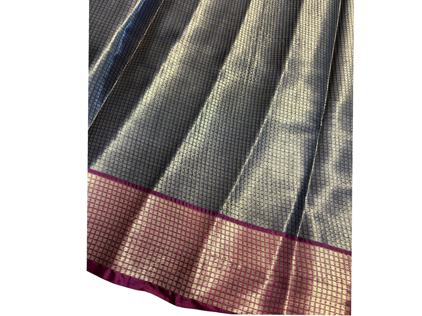 Southloom Tissue Silk Saree with Woven Work on Body and Borders (Blue & Magenta)