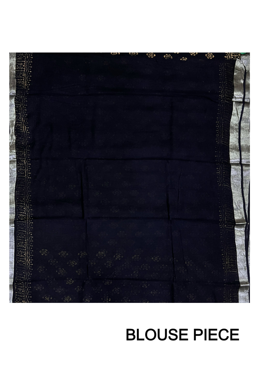 Southloom Linen Black Saree with Brown Designer Prints and Tassels works on Pallu