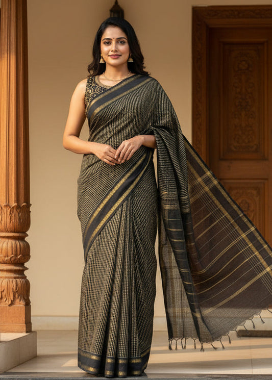 Black Kalyani Cotton Saree SL236