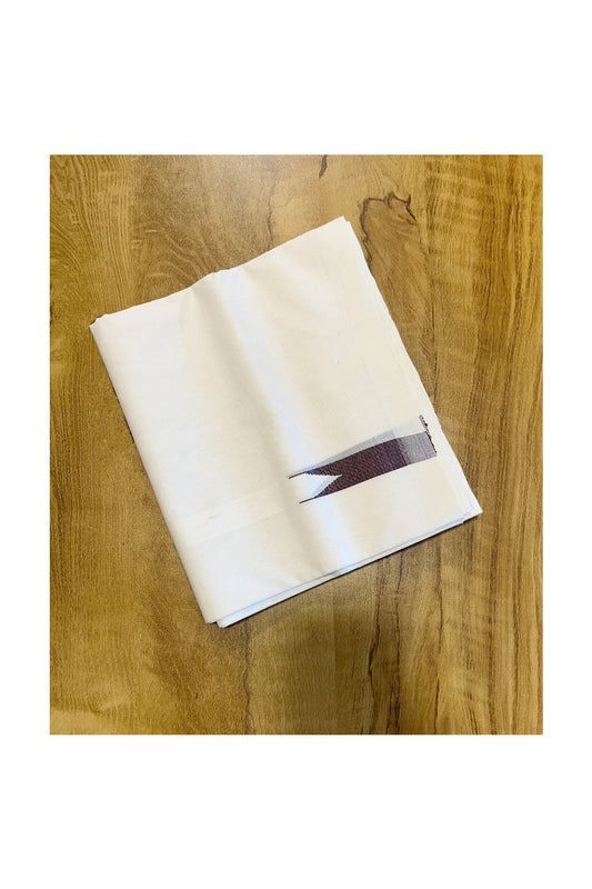 Southloom Premium Balaramapuram Handloom Double Mundu With Brown Chutti Kara