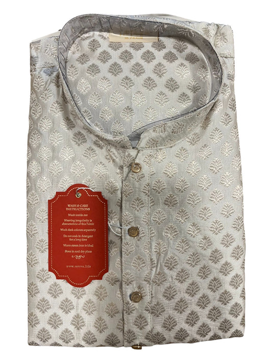 Southloom Semi Silk Short Kurta for Men in White Colour