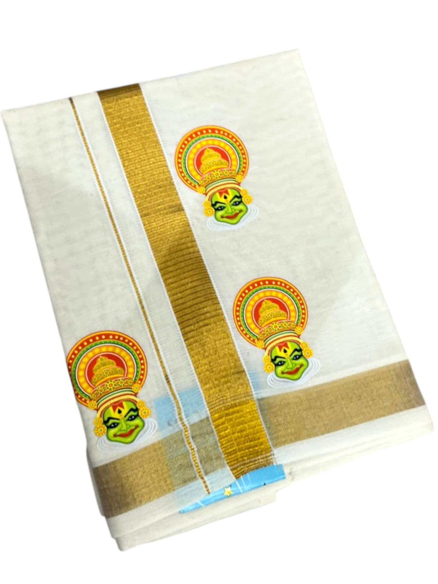 Southloom Cotton Kasavu Printed Kids's Velcro Mundu SLK