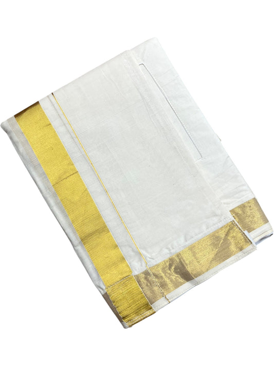 Southloom Cotton Velcro Mundu with Kasavu Border (South Indian Kerala Dhoti)