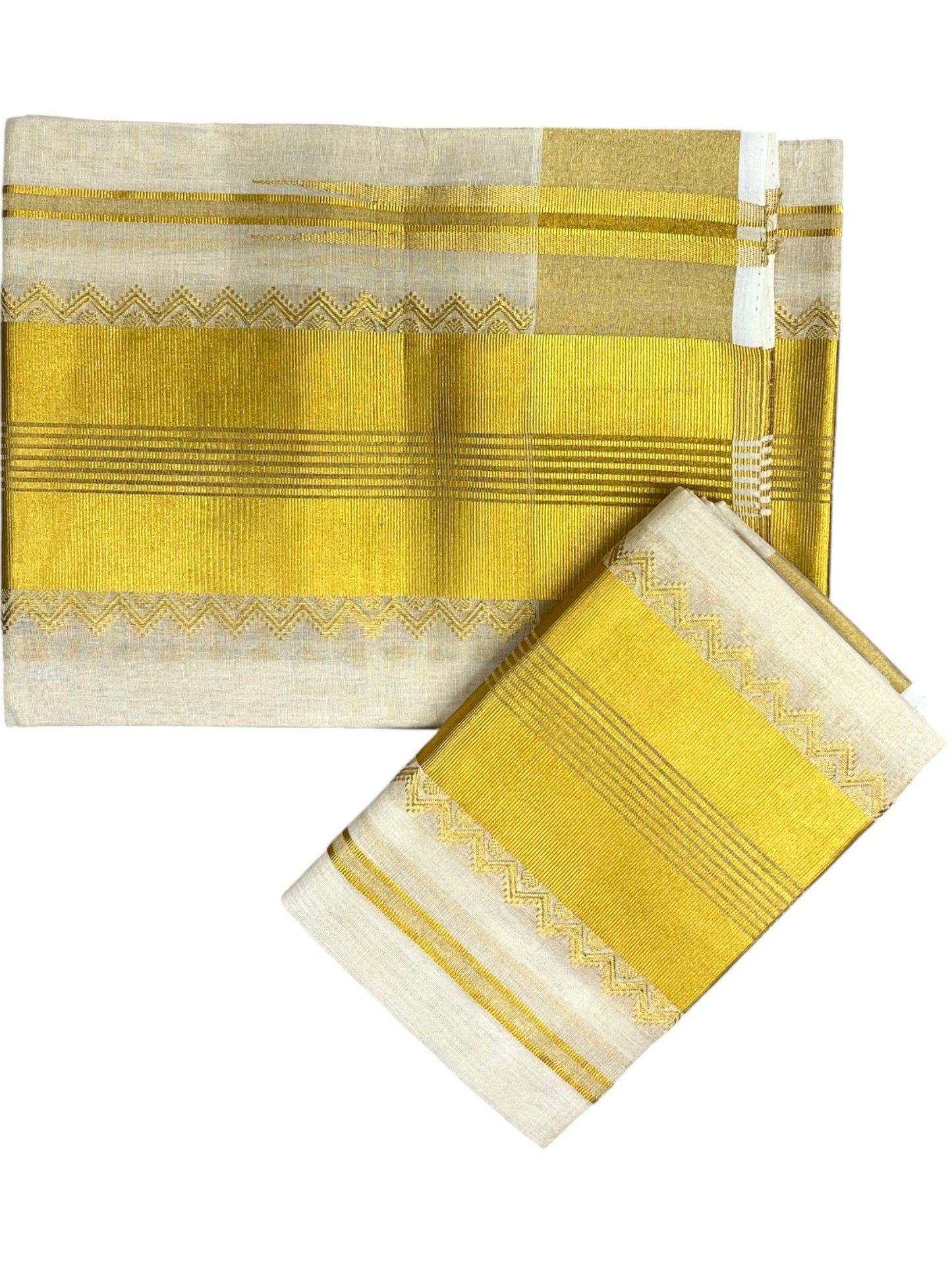 Southloom Premium Tissue Handloom Set Mundu with Chuttikara Kasavu Border (2.80 Mtr) SL632