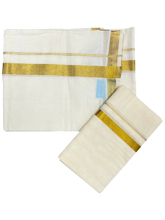 Southloom Pure Cotton Kerala Single Set Mundu (Mundum Neriyathum) with 1 inch Border